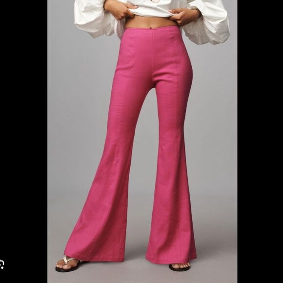 By Anthropologie Linen Flare Pants - Picture 2 of 3